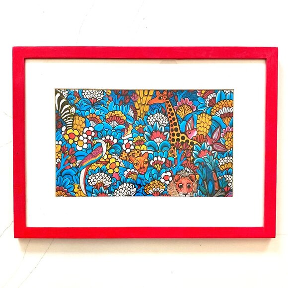 So African Art Framed Art Print of Traditional African Folklore Animal Tales NWT - Picture 1 of 6